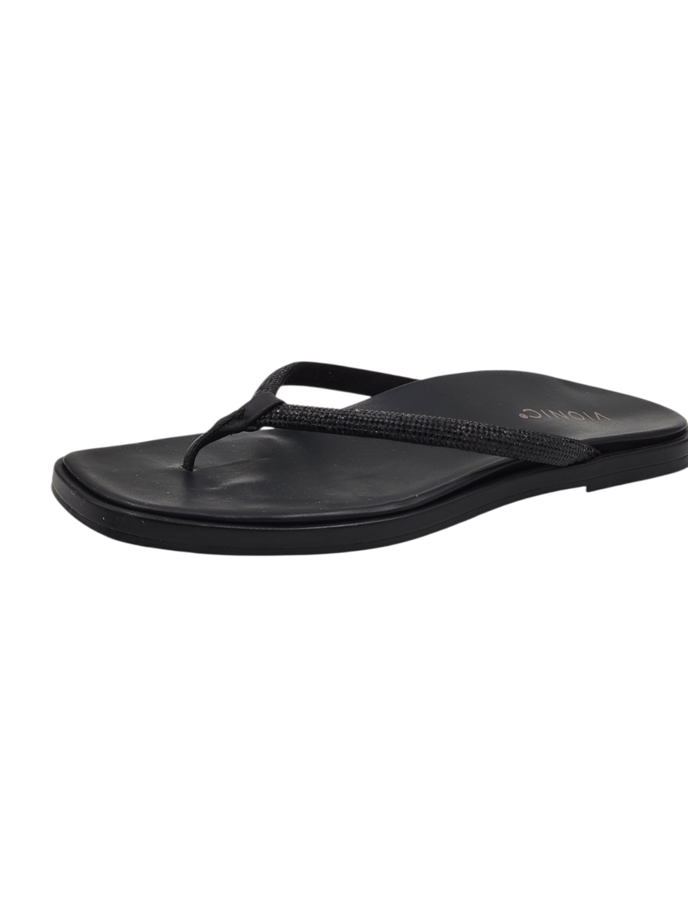 Vionic Vista Shine Sandals Women Size 10 Black Rhinestones Leather Cushioned